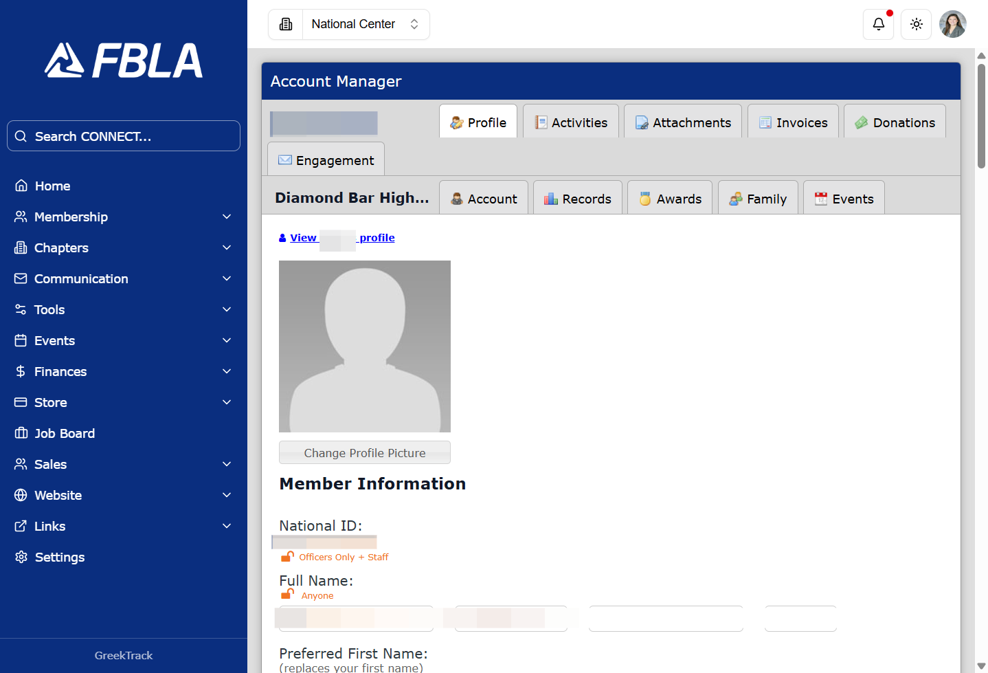 Click on Student's Profile