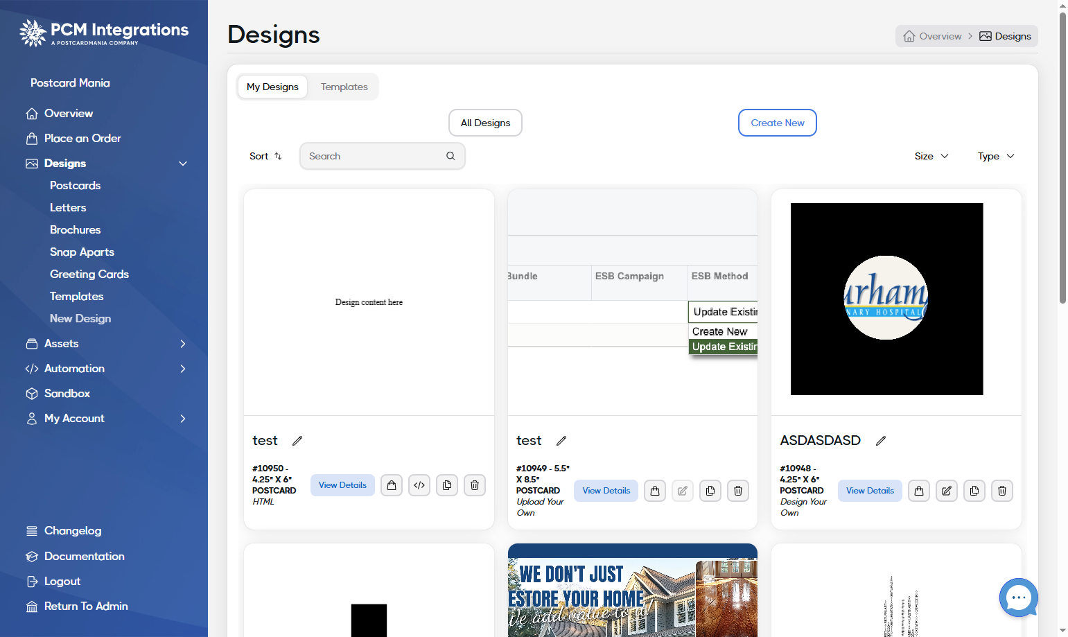 Click on New Design