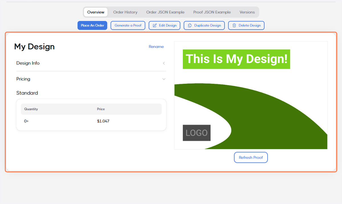 Congratulations! Your design is ready!