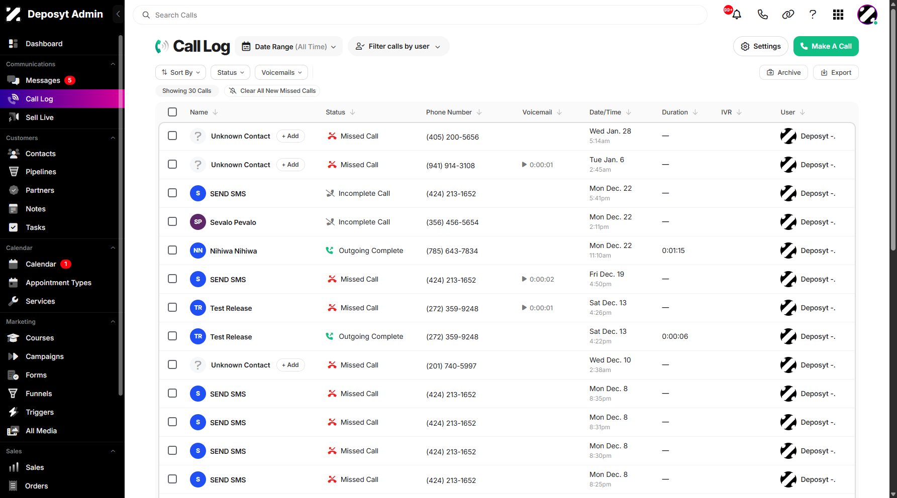 Viewing and Unarchiving Call Logs