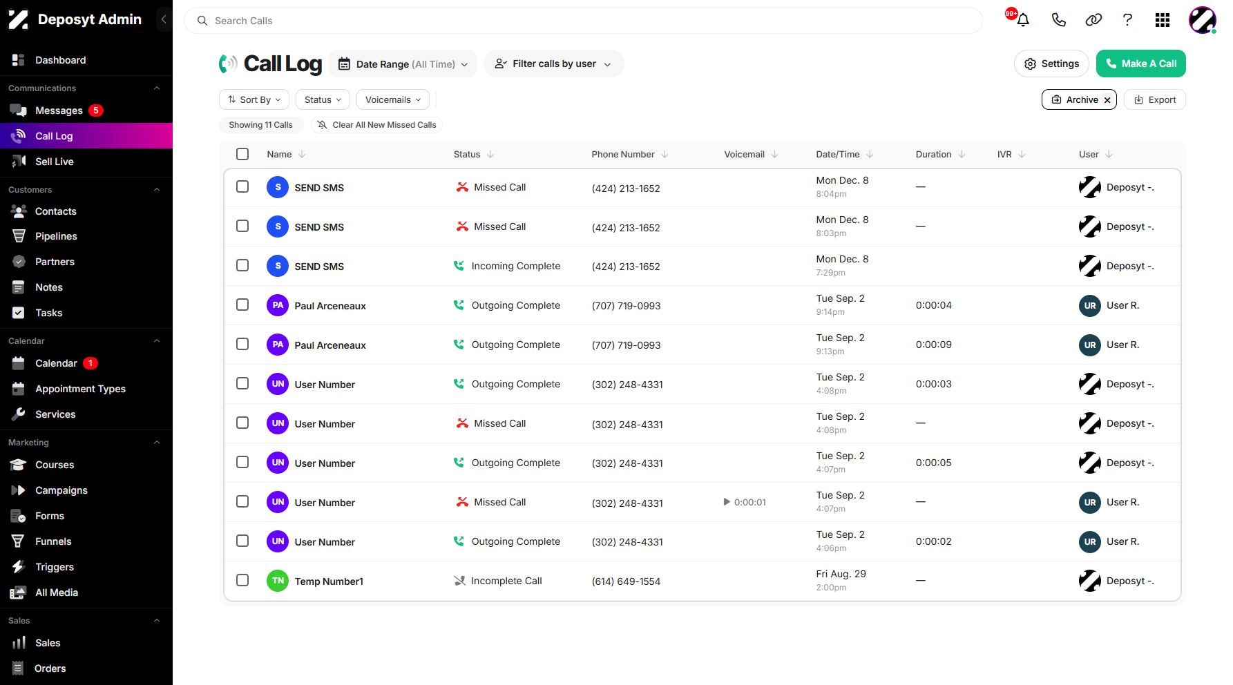 Step 7: Now, let’s return to the active Call Log. To do this, click the X mark.