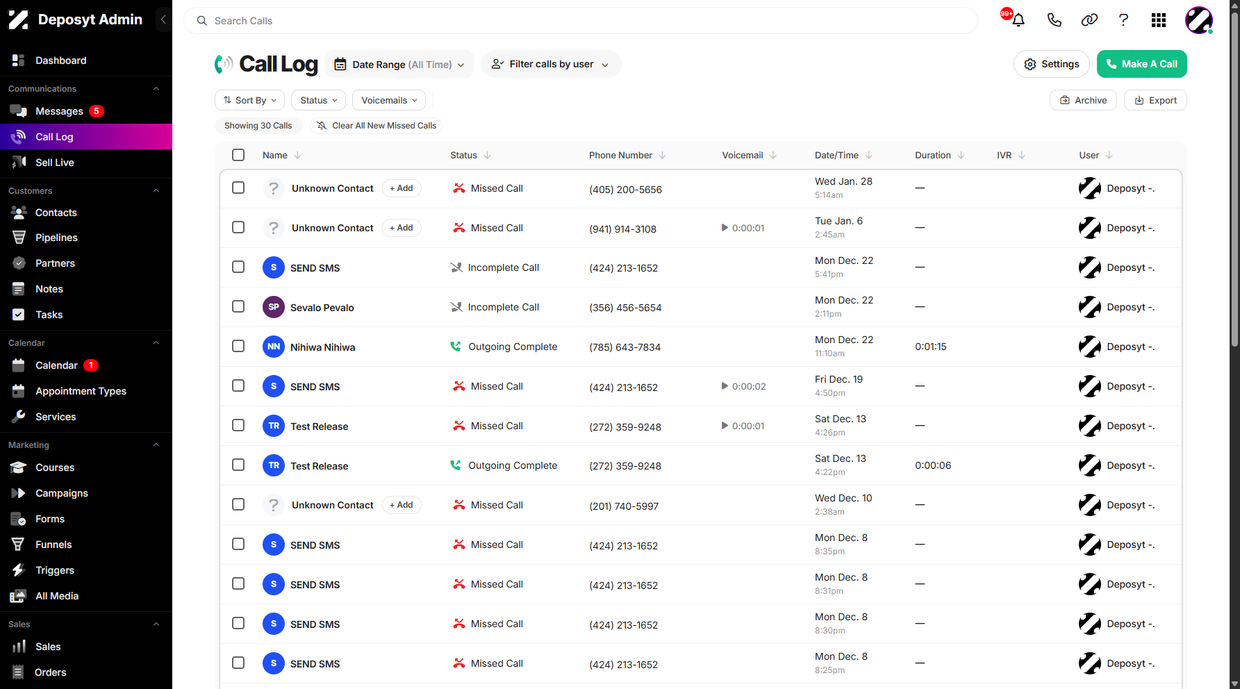 Step 2: You will be navigated to the Call Log.