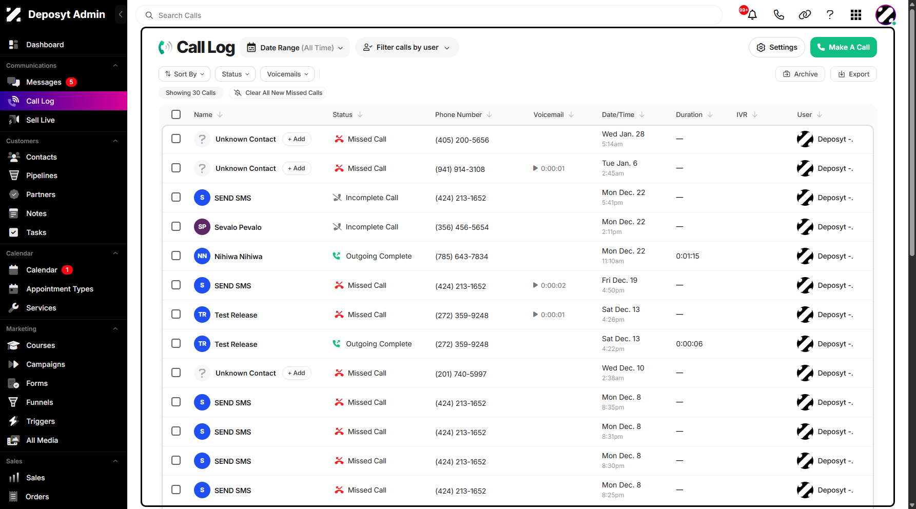 Step 2: You will be navigated to the Call Log.