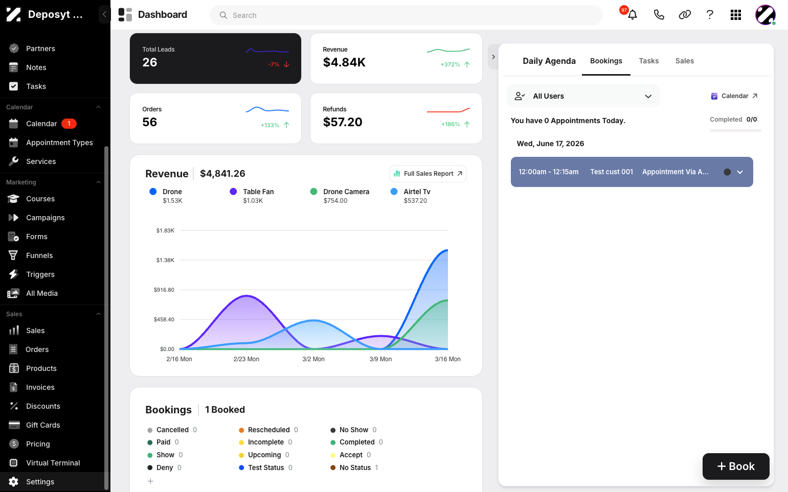 Step 1: On your Dashboard, scroll down to the Sales section.
