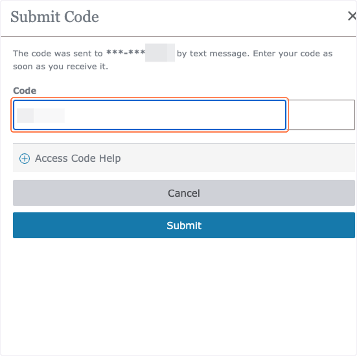 Enter Code Once Received