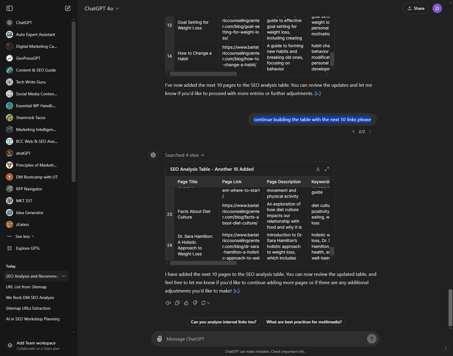 Copy element titled "continue building the table with the next 10 links please"