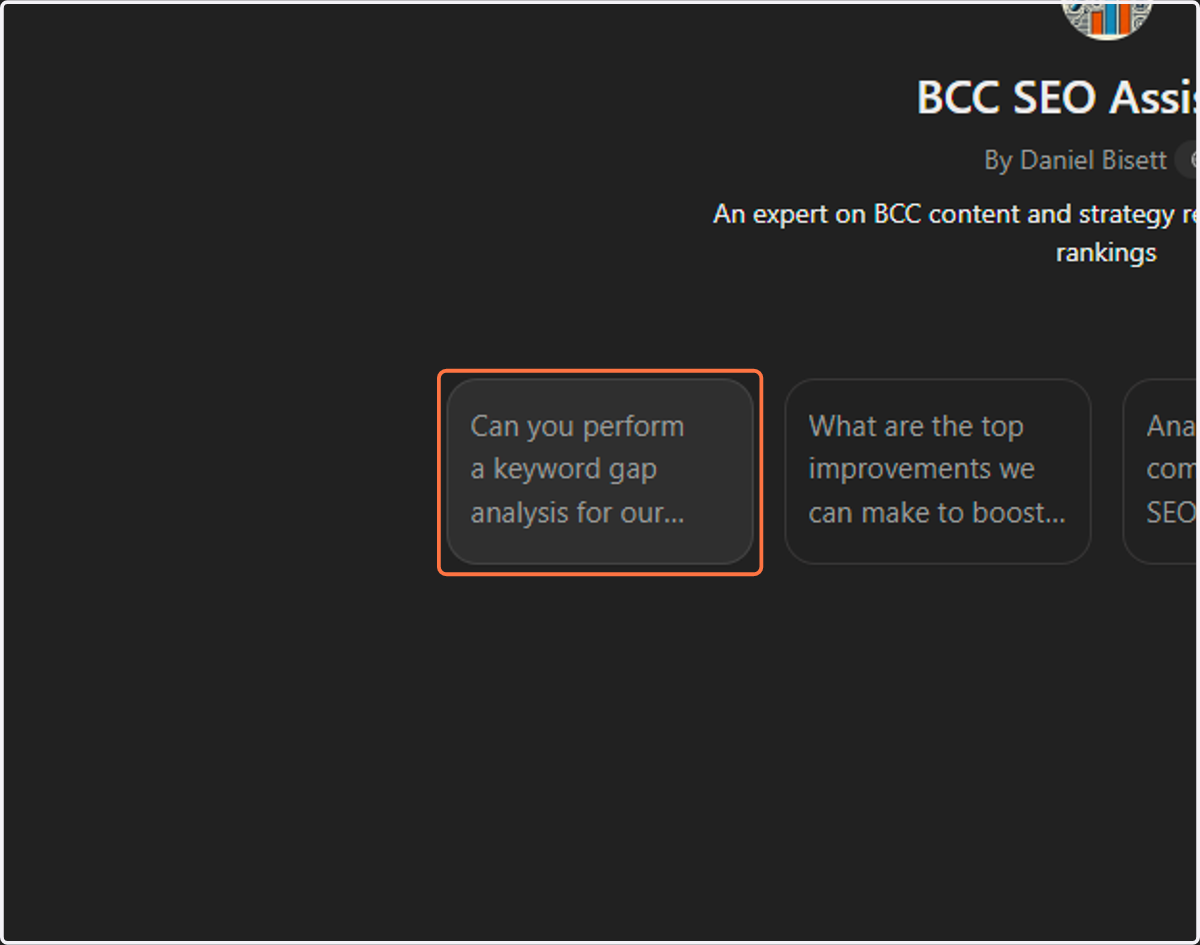 SEO ASSISTANT: KEYWORD ANALYSIS - Click on Can you perform a keyword gap analysis for our site?