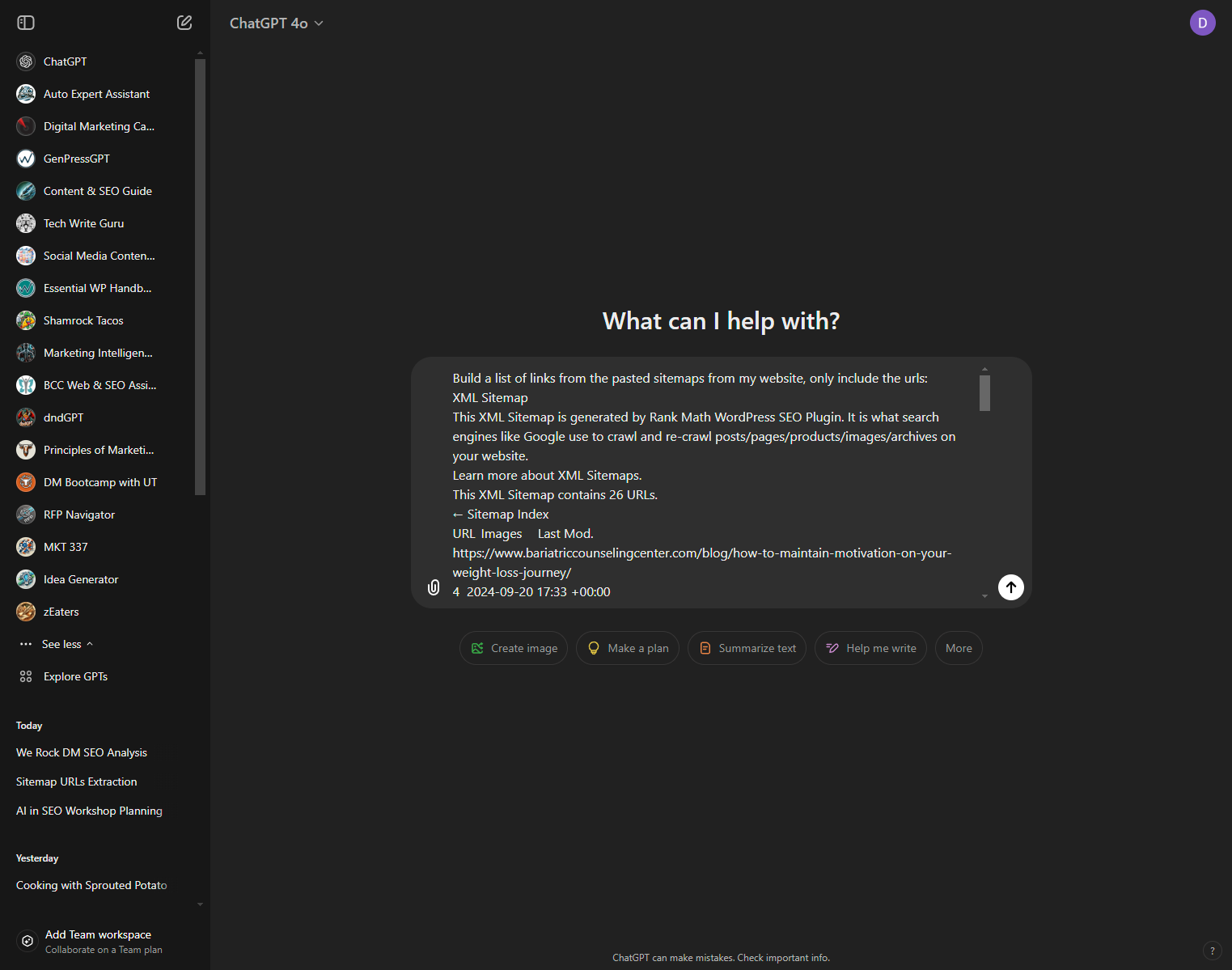 Paste (Ctrl + v) your sitemap text / URLs into the prompt window.