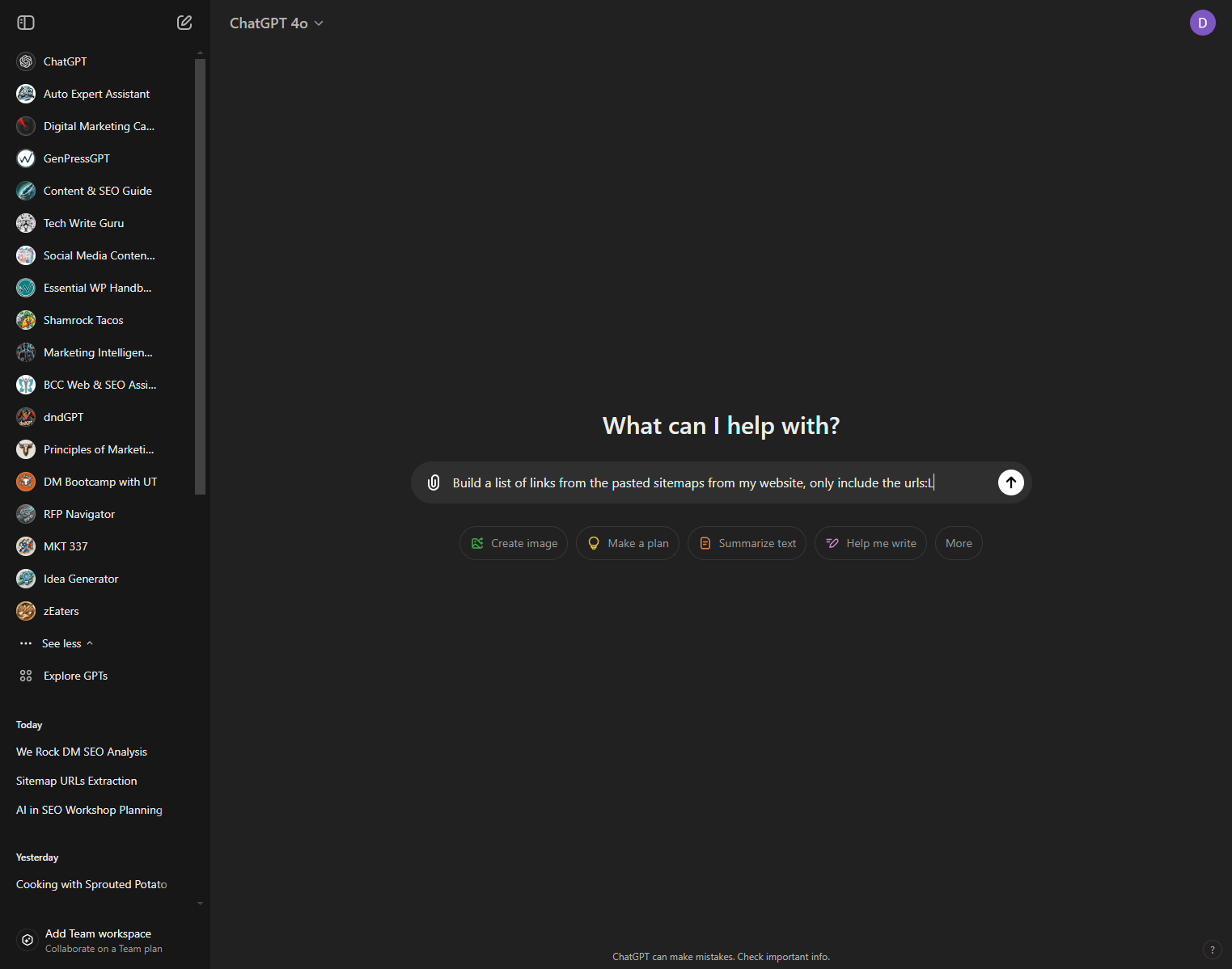 Open ChatGPT. Type the following prompt in the prompt bar, and then add your URLs: