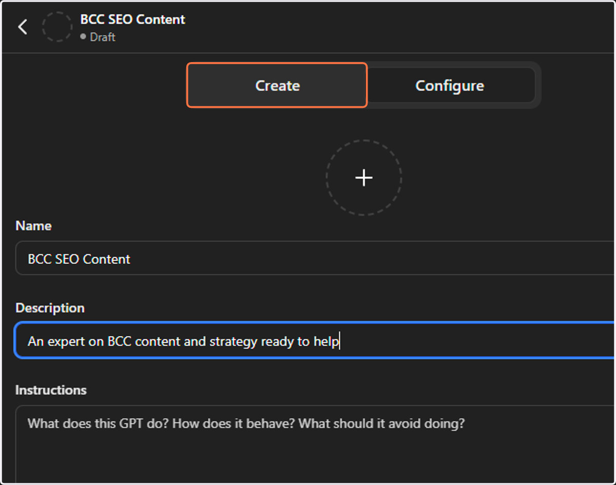 Click on Create