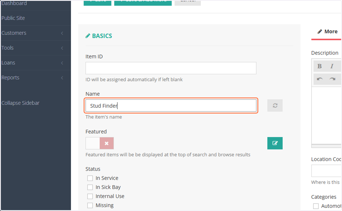 Add the name of the item you're adding - use Title Case