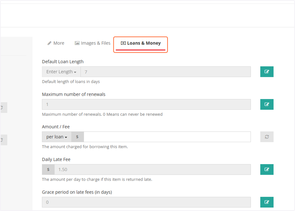 Select the 'Loans & Money' tab