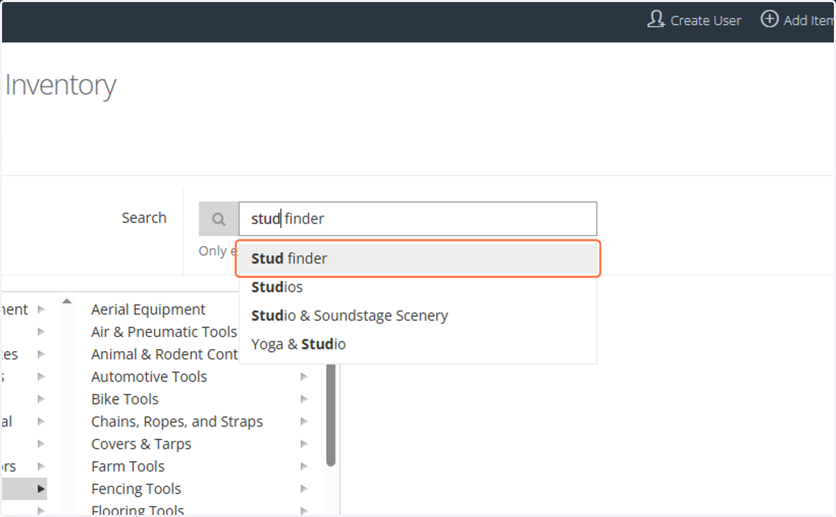 Search for and select the type of tool you are adding
