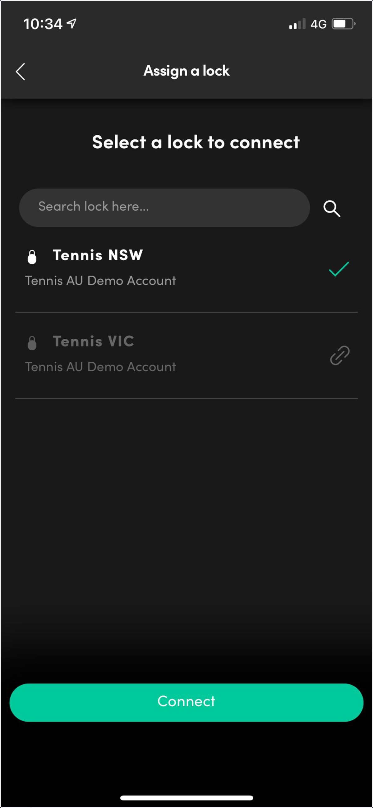 A tick will appear, then tap Connect