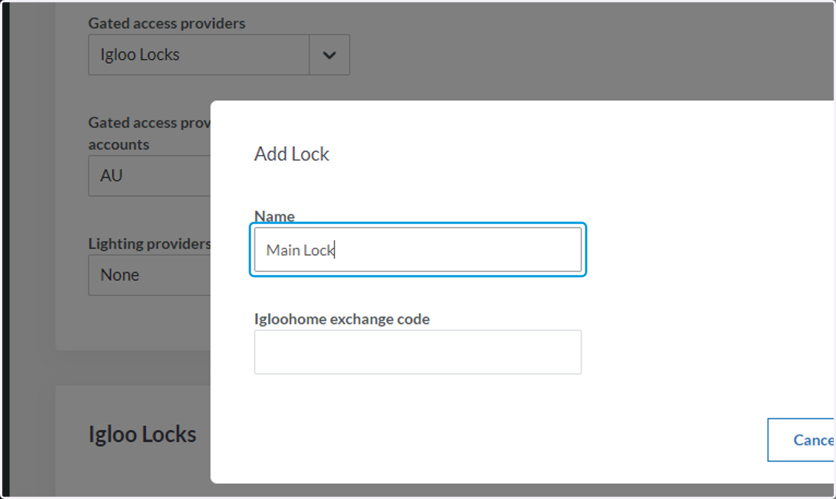 Type a name for your main lock
