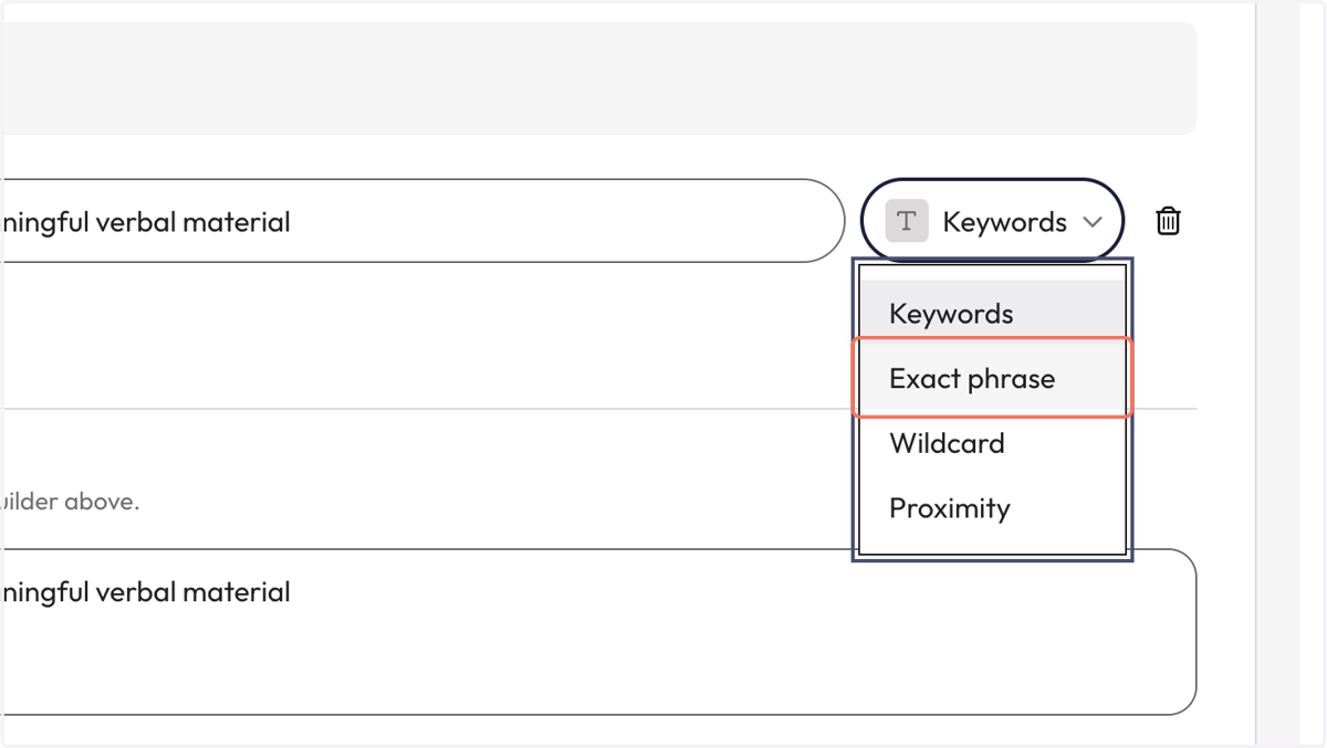 Click on 'Exact phrase' in the dropdown beside the search box. This search strategy is essential as it will ensure all the words in the title are searched in the exact order they are in.