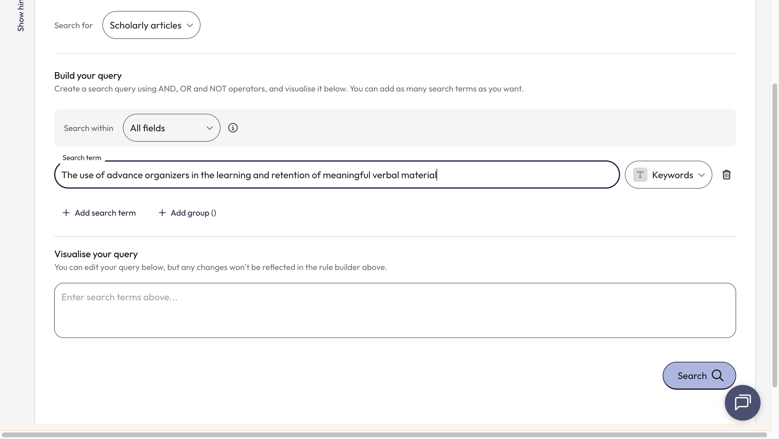 Type the name of the publication into the 'Search term' box