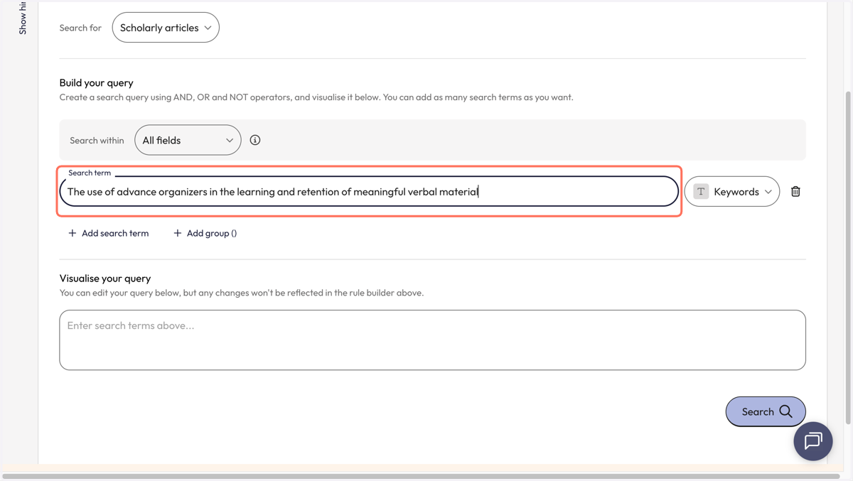 Type the name of the publication into the 'Search term' box