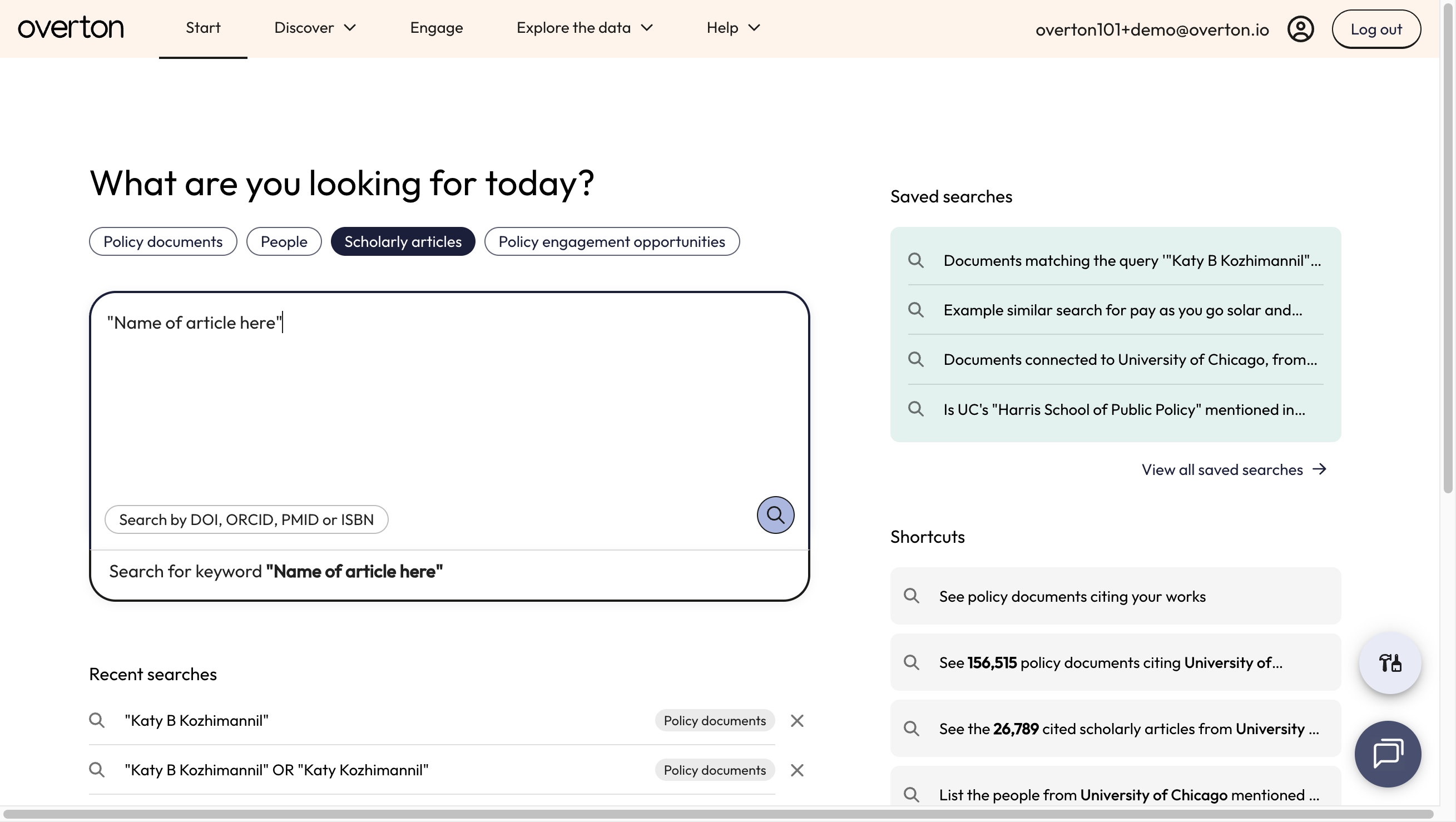 Enter the name of your article into the search box with quotation marks around the name (finds the exact title)