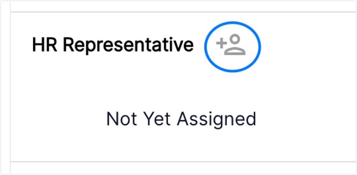 Once the existing HR rep has been removed, you will have the ability to reassign the a new HR representative by clicking on the add person tab