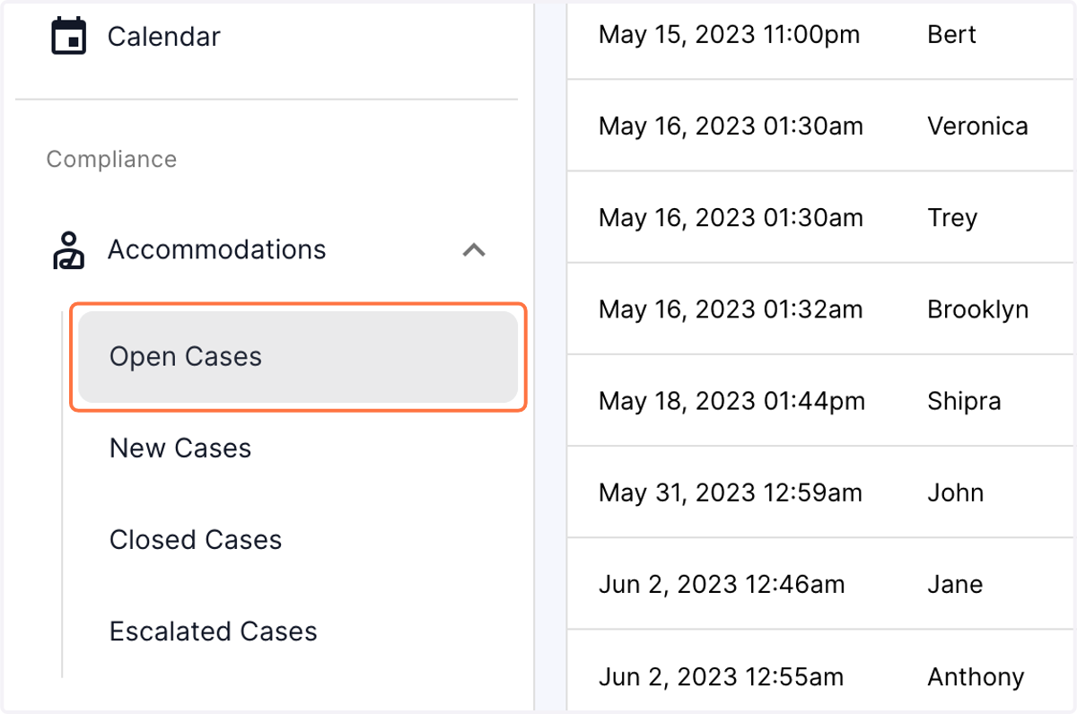Click on Open Cases