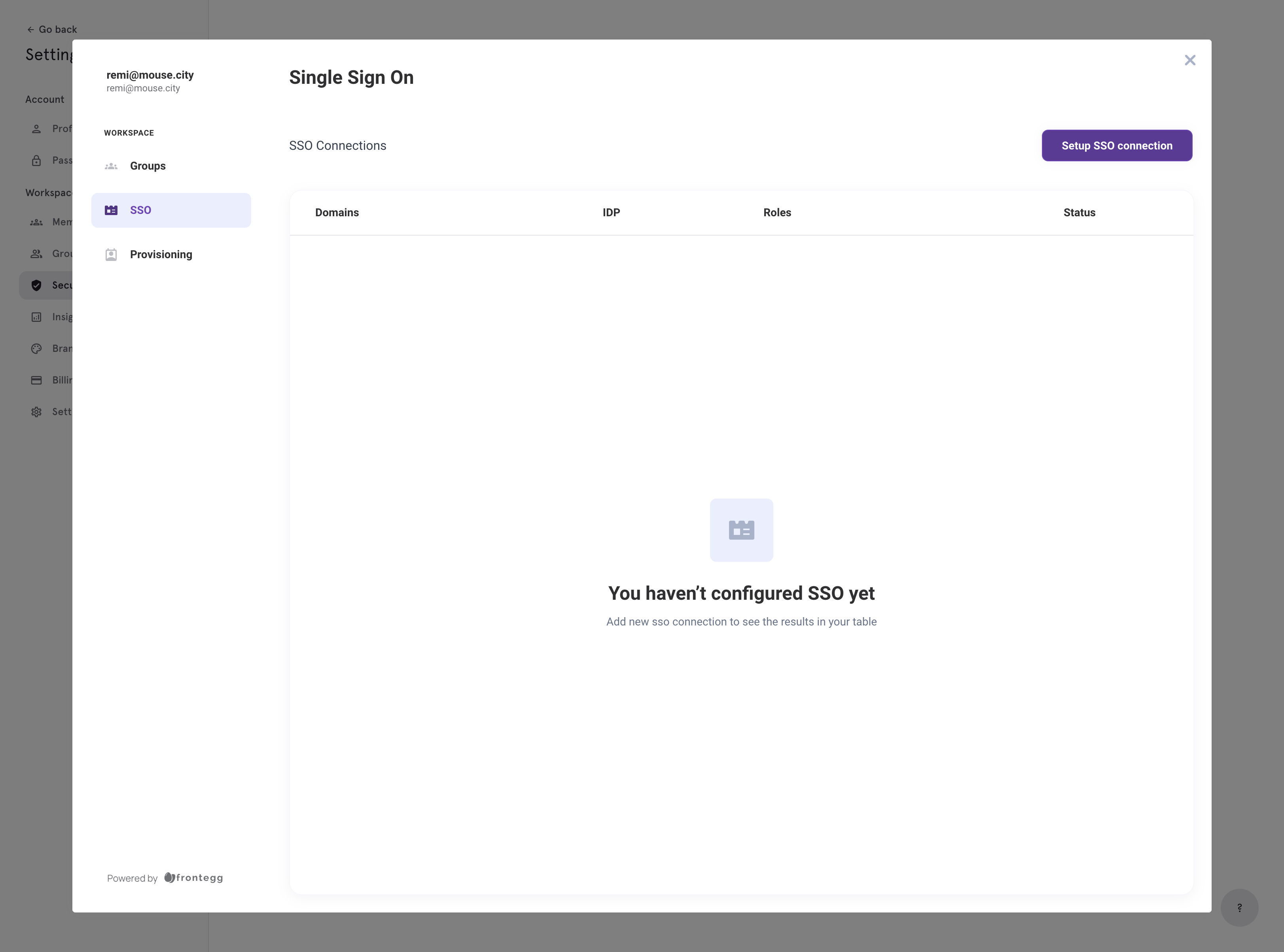 Click on Setup SSO connection to find the tiles for each Identity Provider