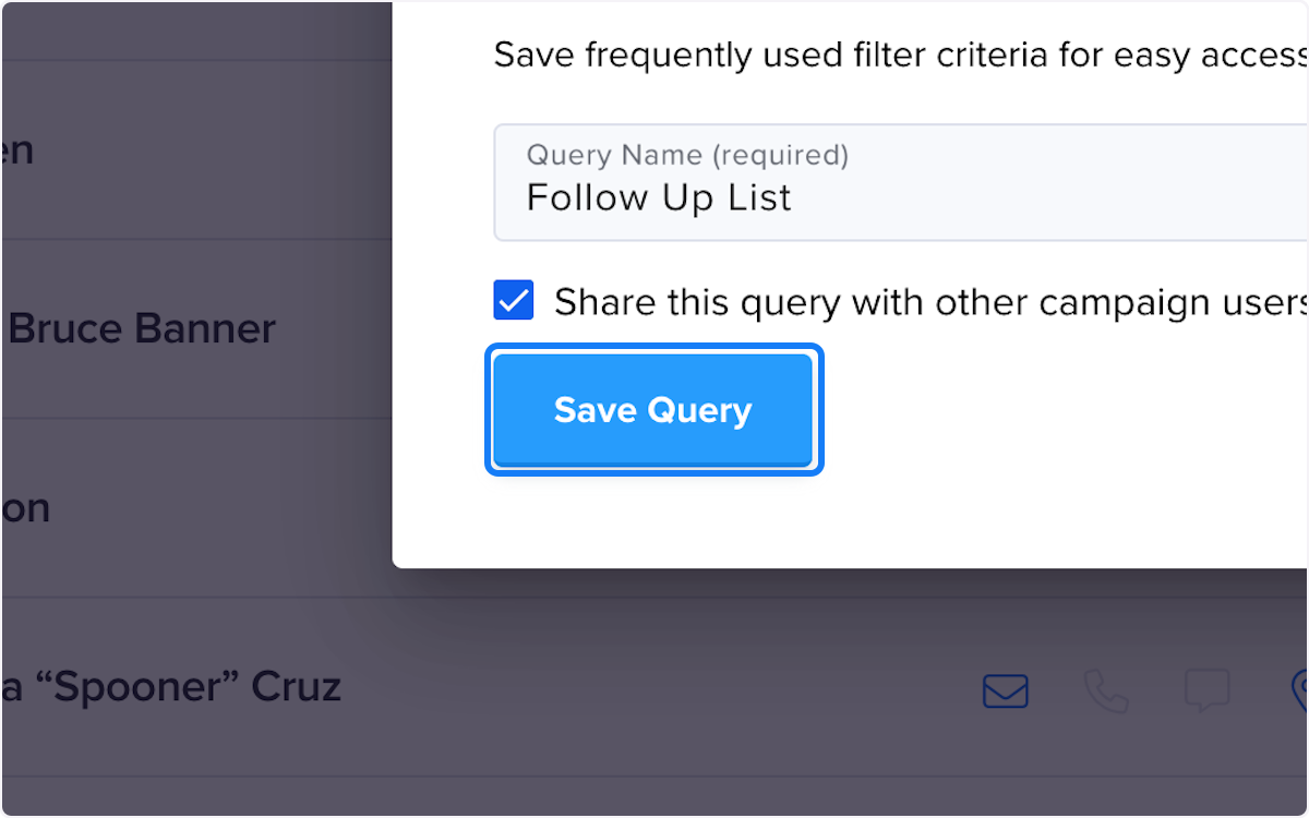 Click on Save Query