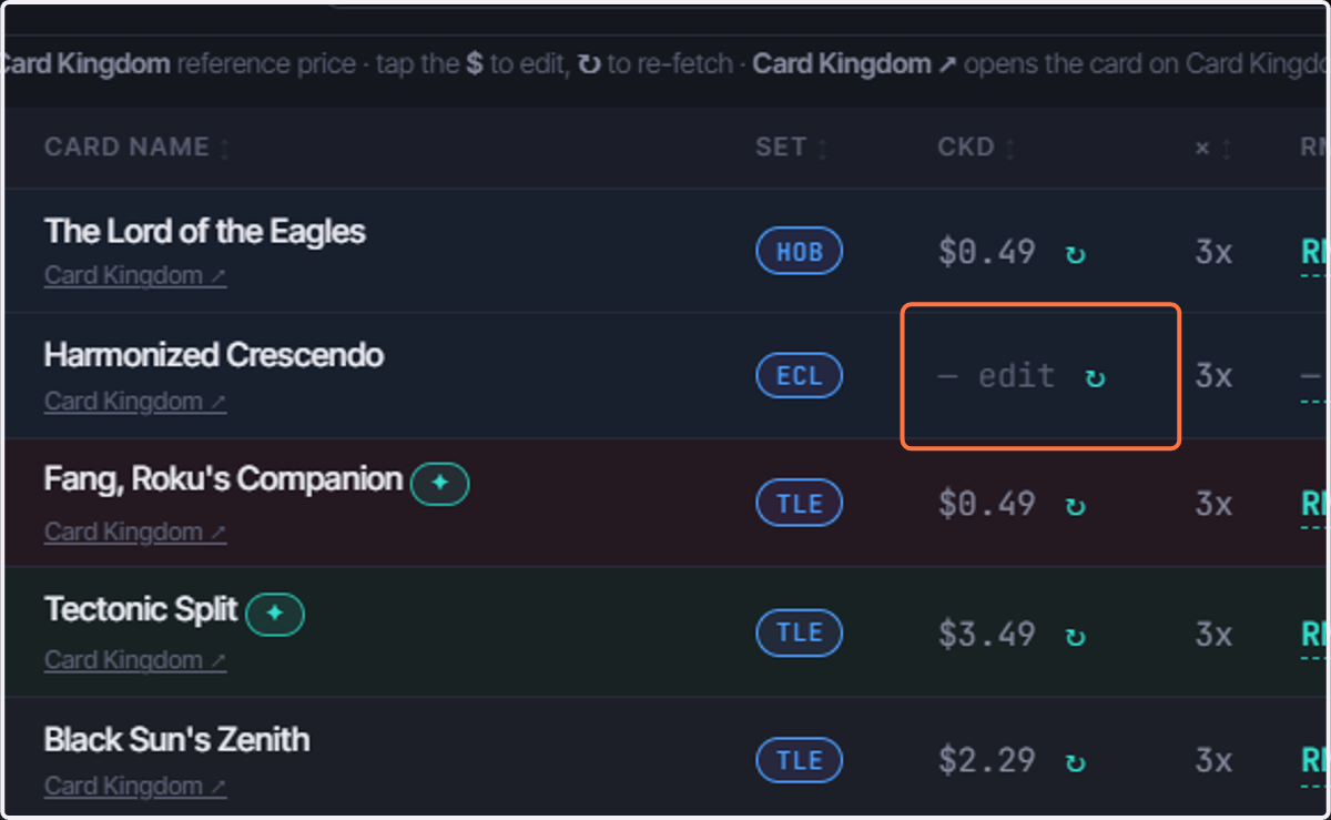 Refresh CKD Pricing
