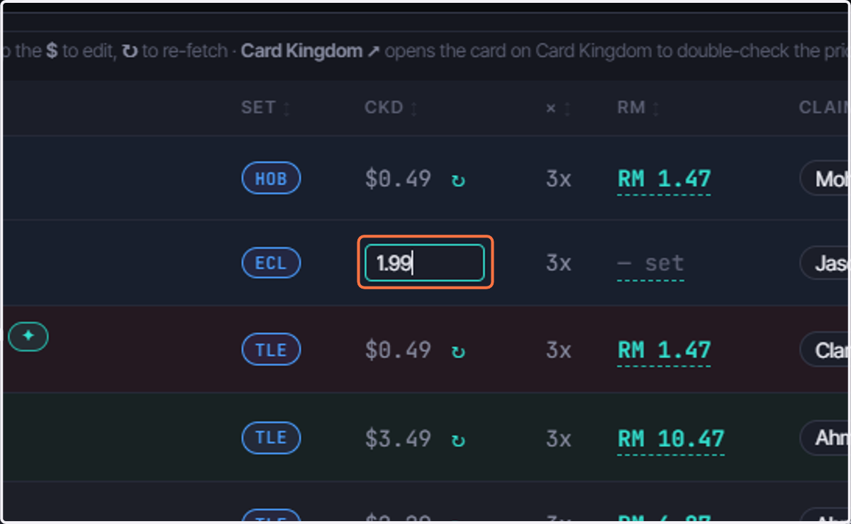 Type the Price we found