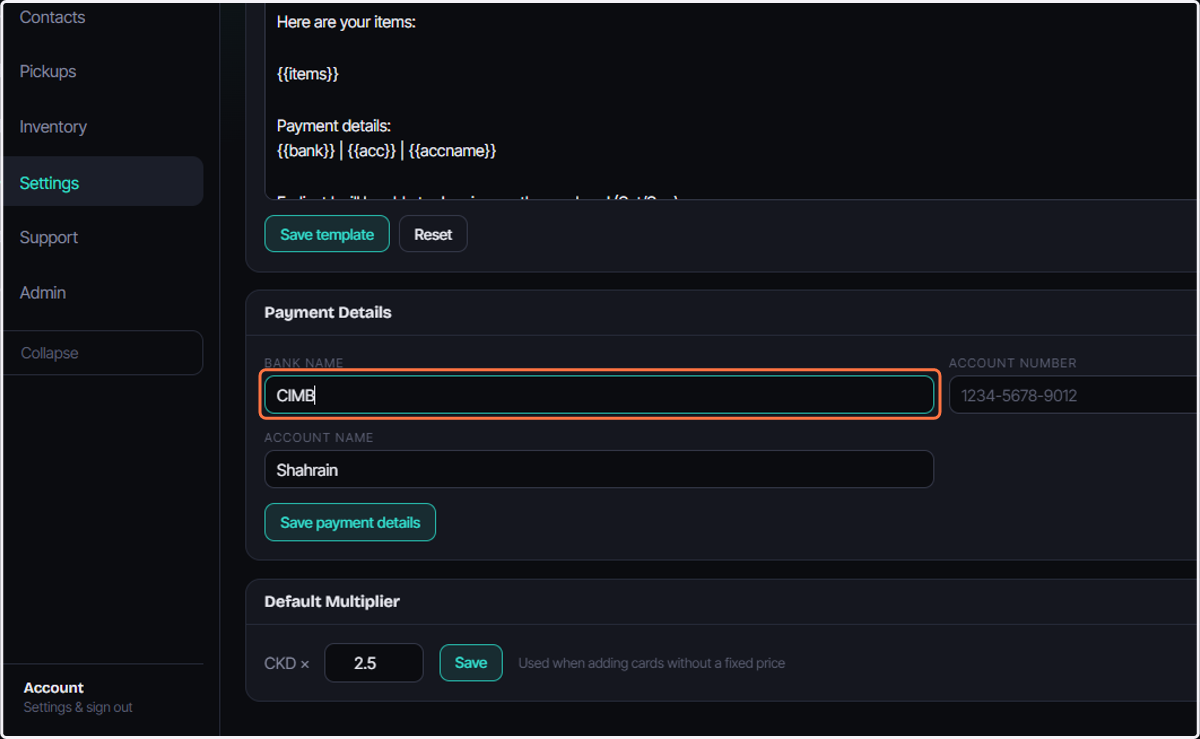 Click on BANK NAME