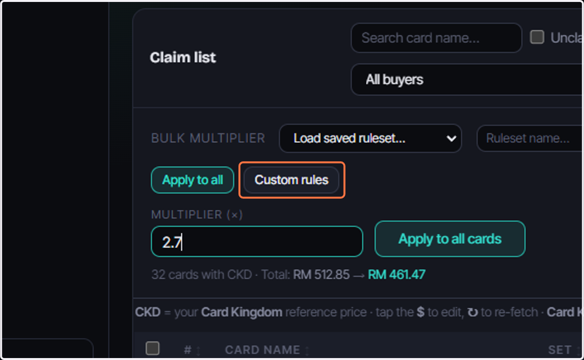 Setting Custom Rules
