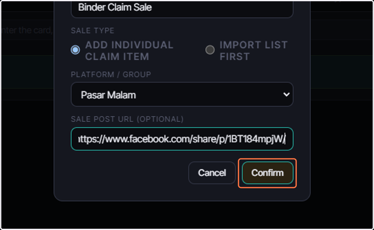Click on Confirm