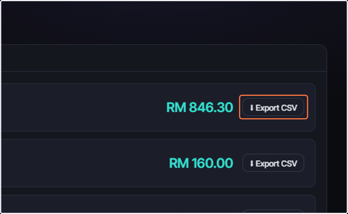 Click on ⬇ Export CSV
