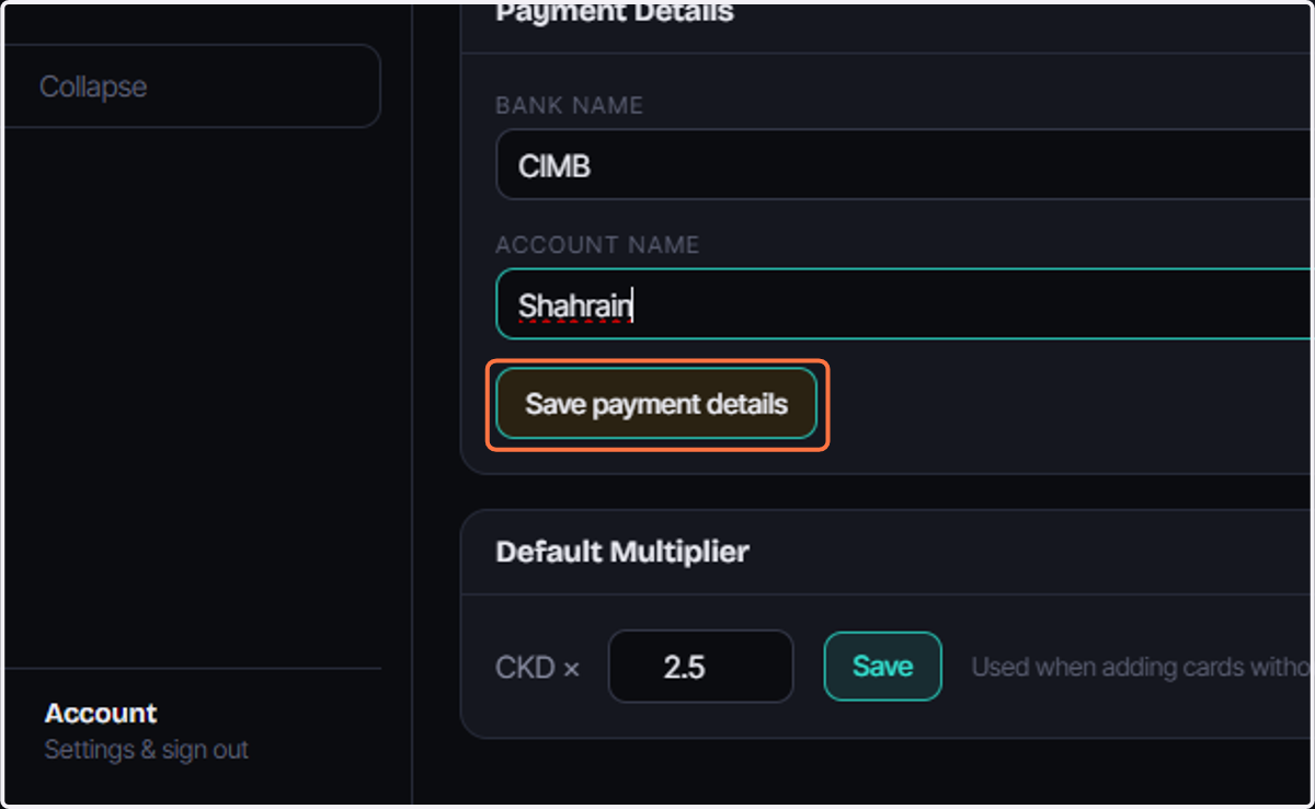 Click on Save payment details