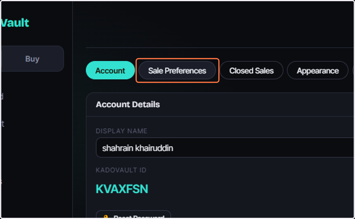 Click on Sale Preferences
