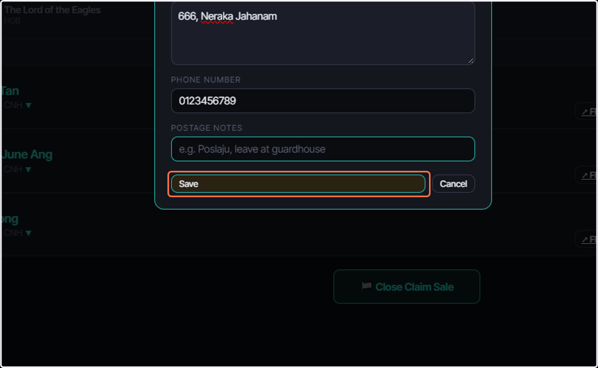 Click on Save