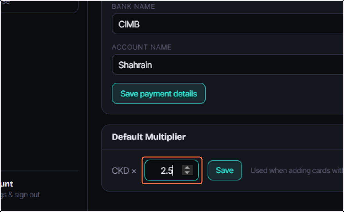 Update Default Multiplier