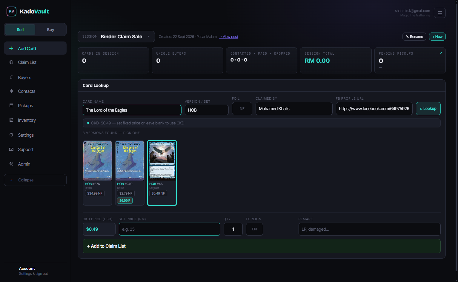 Click on + Add to Claim List