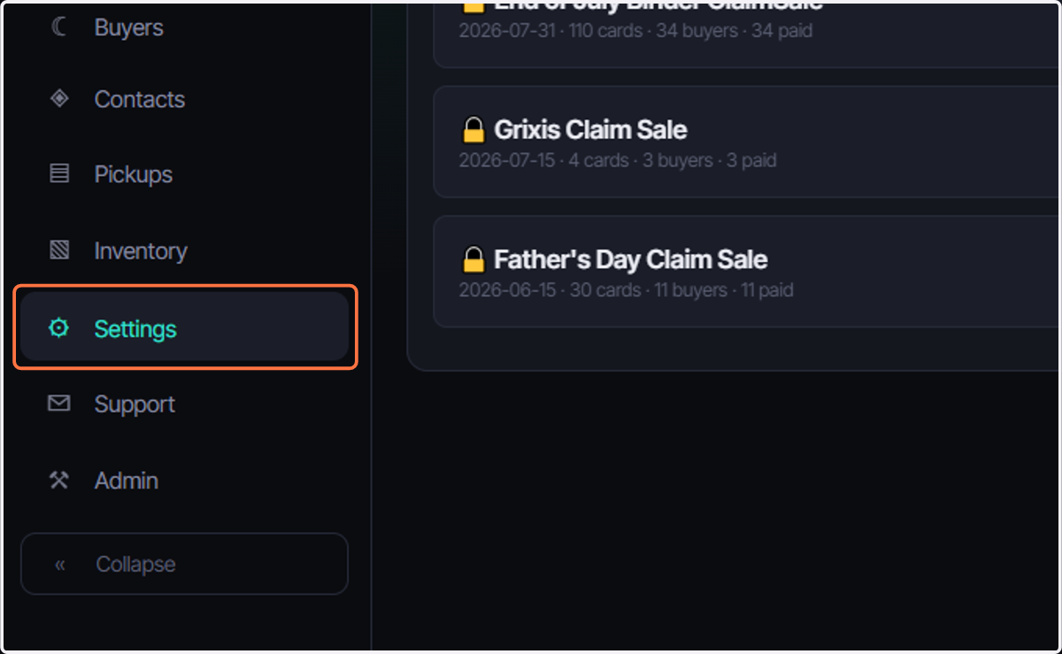 Click on setting