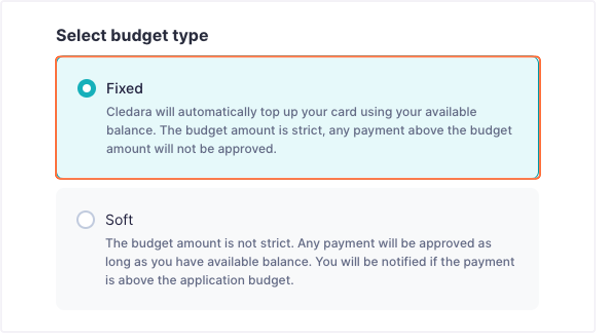 Select budget type.