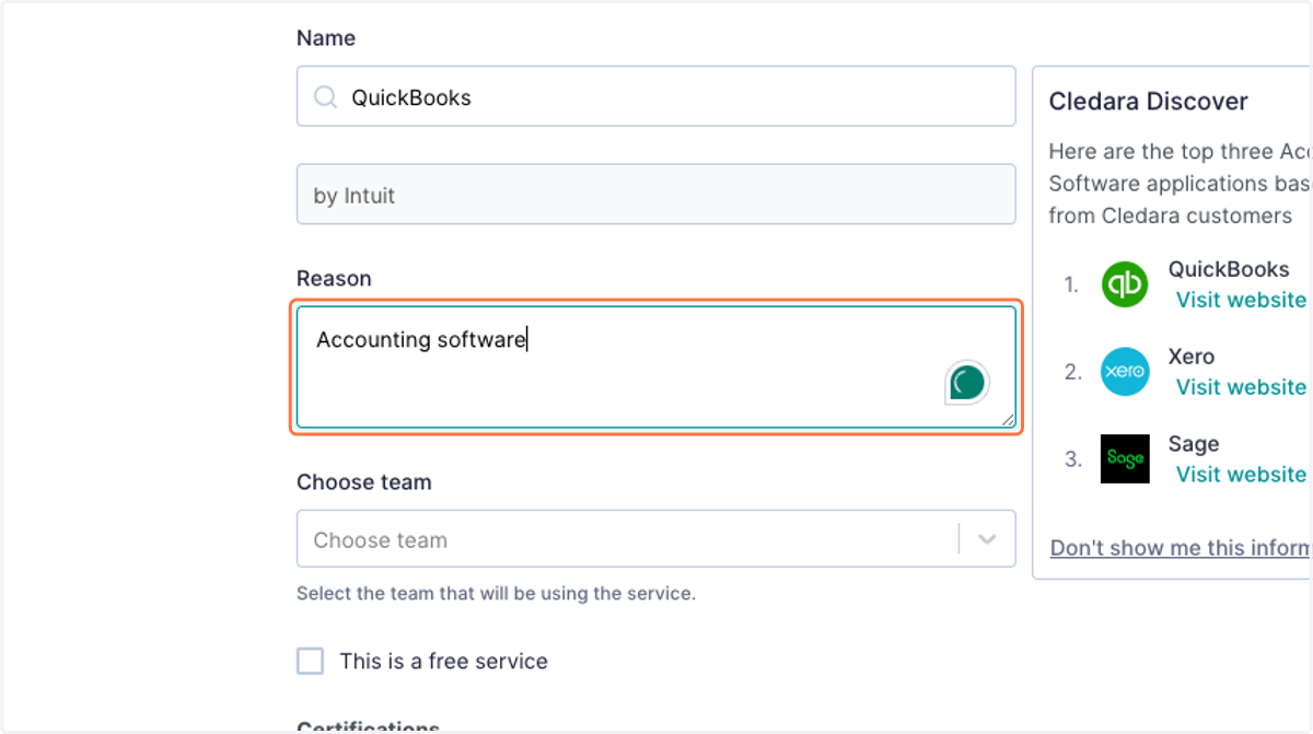 Type in the reason why your team needs this provider.