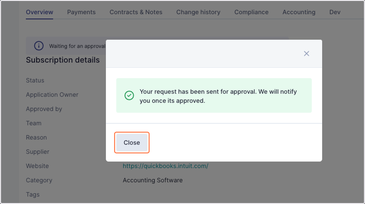 If Approval flow is enabled for your workspace, your request will be sent to your Approvers. Otherwise, your app will be created right away.