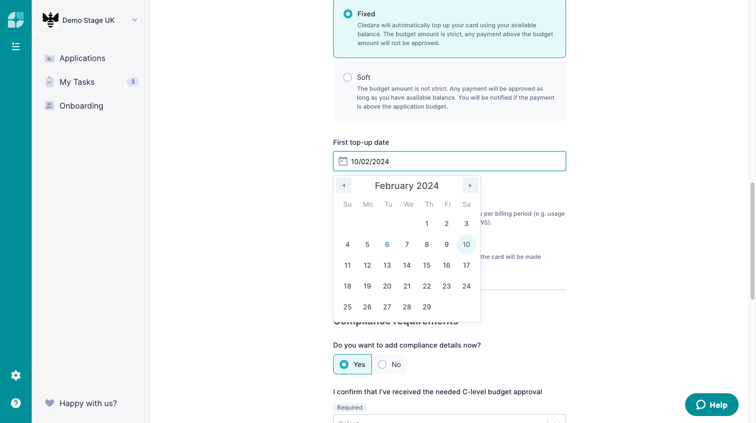 Select the expected payment date. Pro tip: For fixed-budget apps, set the top-up date 1 day before the expected payment date to make sure the payment goes through.