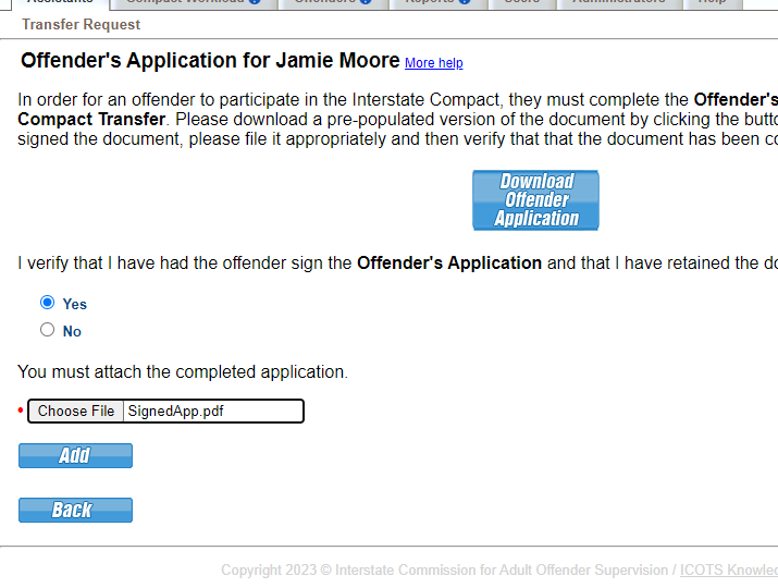 Be sure to click 'Add' to upload the document.