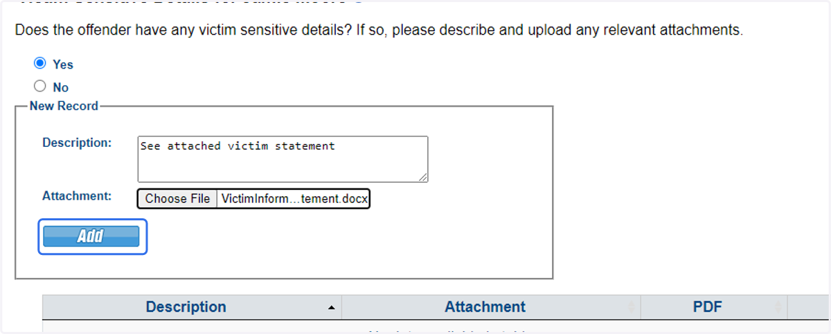 Be sure to click 'Add' to upload the documentation.