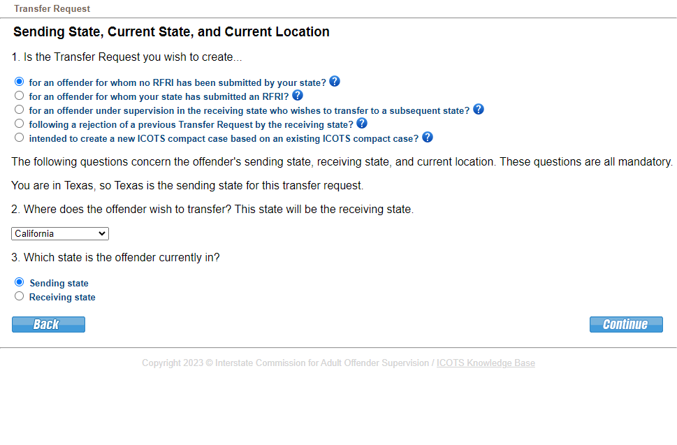 Select Sending state.