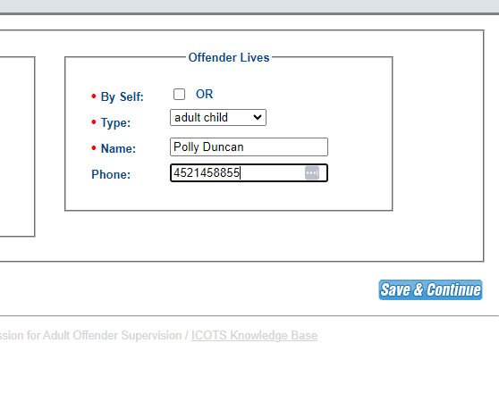 Once data is entered, click Save & Continue.