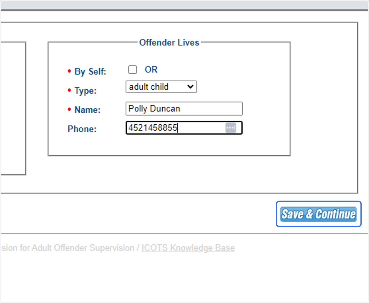 Once data is entered, click Save & Continue.