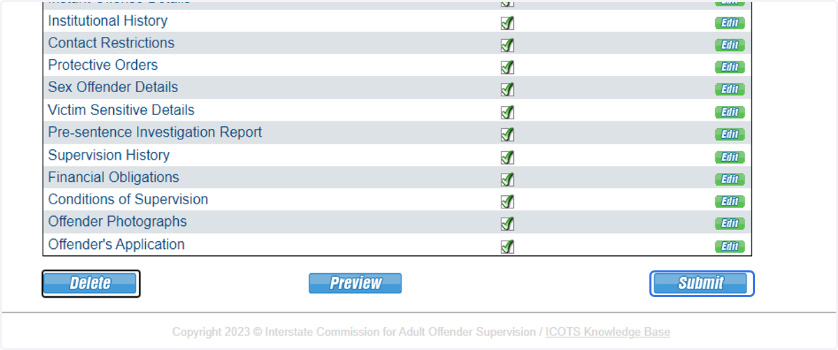 Once completed and ready for submission, be sure to Preview the Transfer Request. This shows how the documentation will appear for review.