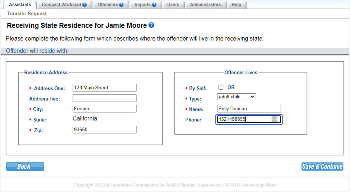 Note additional household members can be added via the Profile screen or by the receiving state when submitting the transfer reply.